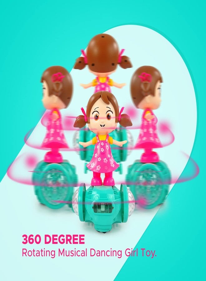 NHR Musical Dancing Girl Toy for Kids | 360° Rotating Bump & Go Action | Lights & Sound Activity Toy for Toddlers | Birthday Gift for Boys & Girls Age 1+ (Pack of 1) - Image 2